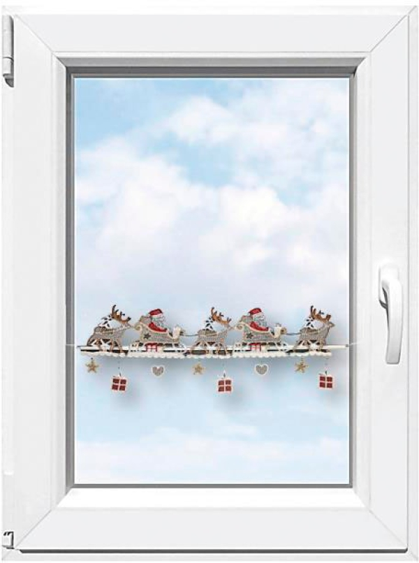 Stickereien Plauen Scheibengardine »Weihnachtsmann«, (1 St.), Fensterdekoration „Weihnachtsmann“