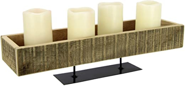 Tablett Schale Dekoschale Kerzenschale Kiste Holz Holztablett Advents-Kerzenhalter Adventskranz Advents-Tablett Adventsschale Kerzenständer für 4…