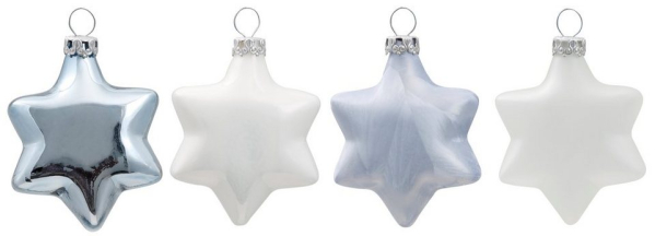 Thüringer Glasdesign Christbaumschmuck »Eiszauber« (4-tlg), Sterne, Ø 6 cm, hcohwertiger Weihnachtsbaumschmuck – Made in Germany
