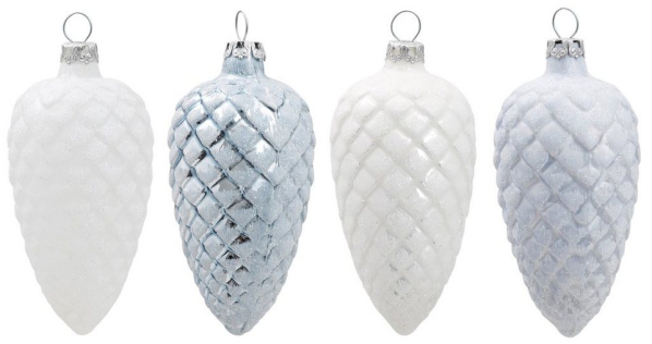 Thüringer Glasdesign Christbaumschmuck »Eiszauber« (4-tlg), Tannenzapfen, hochwertiger Weihnachtsbaumschmuck – Made in Germany
