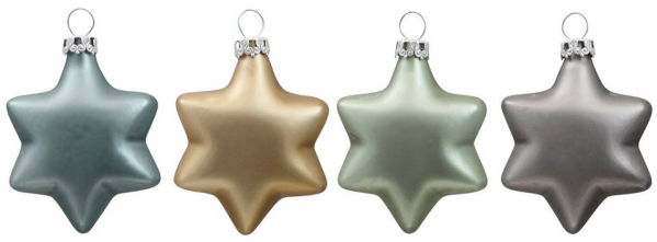 Thüringer Glasdesign Christbaumschmuck »Sanftmütige Stille« (4-tlg), Sterne, Ø 6 cm, hochwertiger Weihnachtsbaumschmuck – Made in Germany