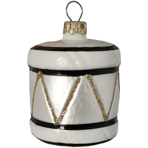 Thüringer Glasdesign Christbaumschmuck »Trommel weiß« (1-tlg), mundgeblasen, handbemalt