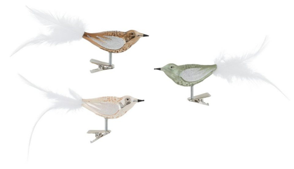 Thüringer Glasdesign Weihnachtsbaumklammer »Nature« (3-tlg), Vogelsortiment