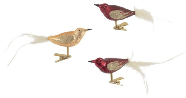 Thüringer Glasdesign Weihnachtsbaumklammer »Opulent« (3-tlg), Vögel