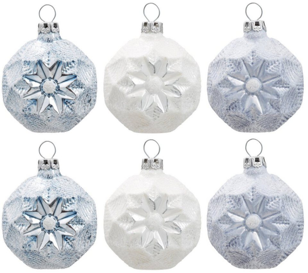 Thüringer Glasdesign Weihnachtsbaumkugel »Eiszauber« (6 St), Medaillons, 6-teilig, Christbaumschmuck – Made in Germany