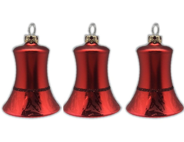 Thüringer Glasdesign Weihnachtsbaumkugel »“Glocken Set“ 5 cm (3 Stück) – Christbaumschmuck aus Glas – Made in Germany« (3 St), Mundgeblasen