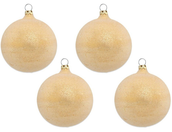 Thüringer Glasdesign Weihnachtsbaumkugel »Perlentau Gold Ø 6 cm (4 Stück) – Glas Christbaumkugeln Made in Germany« (4 St), Mundgeblasen
