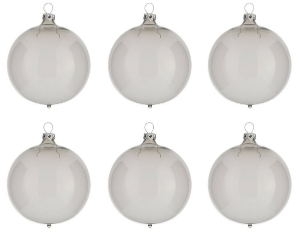 Thüringer Glasdesign Weihnachtsbaumkugel »Transparent« (6 St), grau