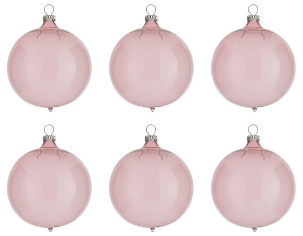 Thüringer Glasdesign Weihnachtsbaumkugel »Transparent« (6 St), rosa