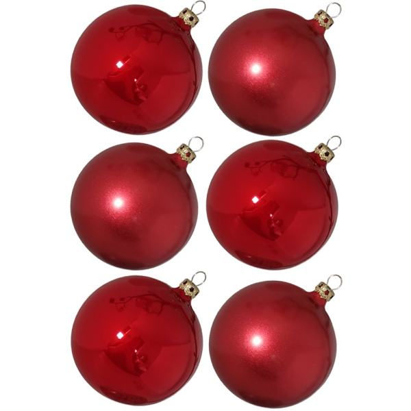 Thüringer Glasdesign Weihnachtsbaumkugel »Weihnachtskugel-Set rot« (6 St), mundgeblasen