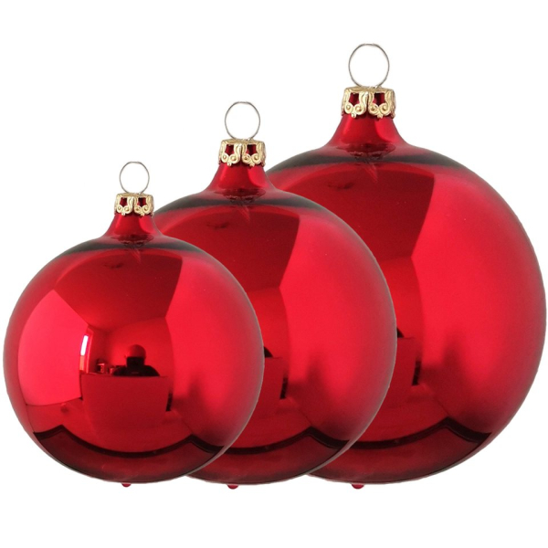 Thüringer Glasdesign Weihnachtsbaumkugel »Weihnachtsrot, klassisch rot glänzend« (6 St), mundgeblasen