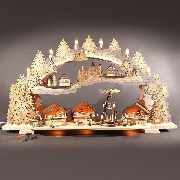 Tietze Erzgebirgsdesign Fensterdekoration »Tietze Schwibbogen Weihnachtsmarkt LED«