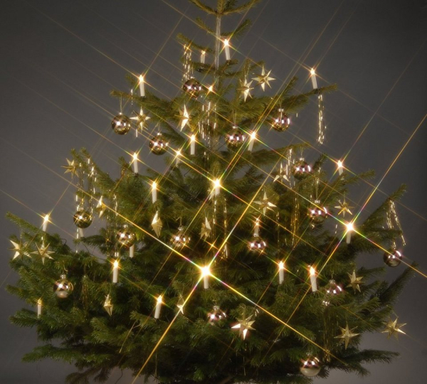 TRANGO LED-Lichterkette, 340047 LED Weihnachtskerzen mit 24x IP44 warmweißem LED Kerzen für Außenbereich – Weihnachtslichter – Beleuchtung –…