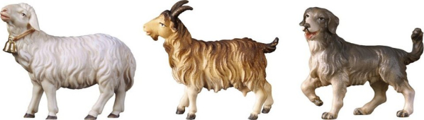 ULPE WOODART Krippenfigur »Schaf, Ziege, Hund« (Set, 3 St), Handarbeit, hochwertige Holzschnitzkunst