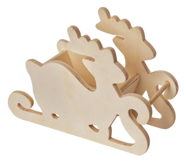 VBS Dekofigur »VBS Rentierschlitten, Rohholz, ca. B 18 x H 12,5«, 18 cm x 12,5 cm x 7 cm