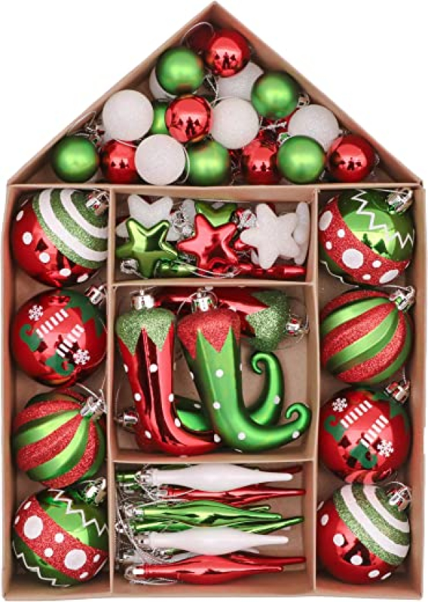 Victor’s Workshop Weihnachtskugeln 70tlg. Kunststoff Christbaumkugeln Weihnachtsdeko Weihnachtsbaum Dekoration Set Plastik Weihnachten Deko mit…