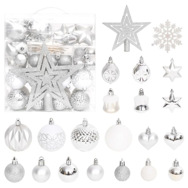 vidaXL Christbaumschmuck »70-tlg. Weihnachtskugel-Set Silbern und Weiß« (1-tlg)