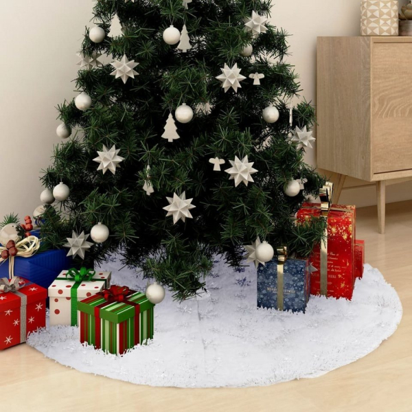 vidaXL Christbaumschmuck »Luxus-Weihnachtsbaumdecke Weiß 122 cm Kunstpelz«