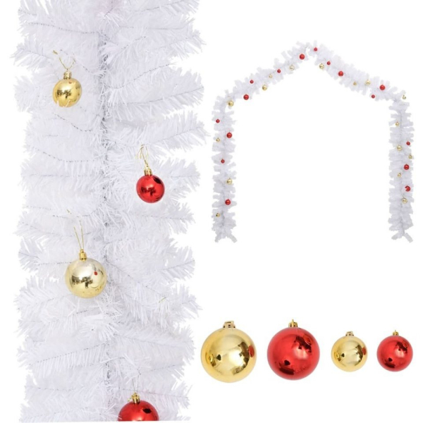 vidaXL Christbaumschmuck »Weihnachtsgirlande Geschmückt mit Kugeln Weiß 5 m« (1-tlg)