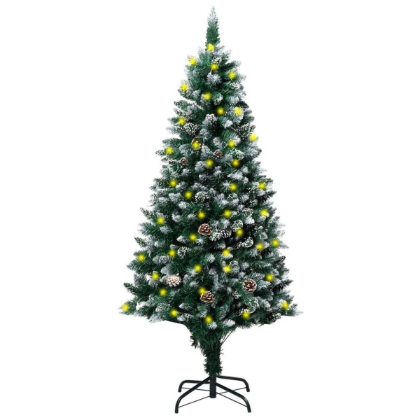 vidaXL Künstlicher Weihnachtsbaum »Künstlicher Weihnachtsbaum mit LEDs & Zapfen & Schnee 150 cm«
