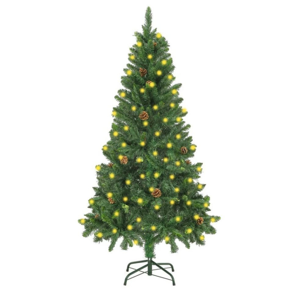 vidaXL Künstlicher Weihnachtsbaum »Künstlicher Weihnachtsbaum mit LEDs Kiefernzapfen Grün 150 cm«