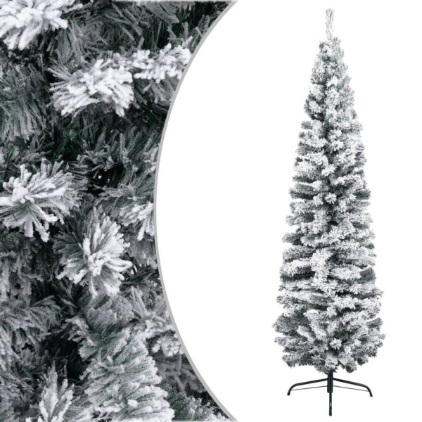 vidaXL Künstlicher Weihnachtsbaum »Schlanker Künstlicher Weihnachtsbaum Beschneit Grün 210 cm PVC«