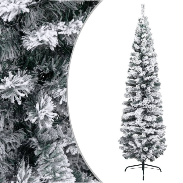 vidaXL Künstlicher Weihnachtsbaum »Schlanker Künstlicher Weihnachtsbaum Beschneit Grün 240 cm PVC«