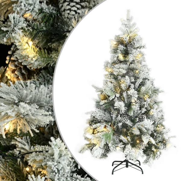 vidaXL Künstlicher Weihnachtsbaum »Weihnachtsbaum mit LEDs & Zapfen Beschneit 120 cm PVC & PE«