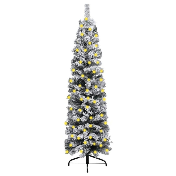 vidaXL Künstlicher Weihnachtsbaum »Weihnachtsbaum Schmal mit LEDs Beschneit Grün 240 cm PVC«