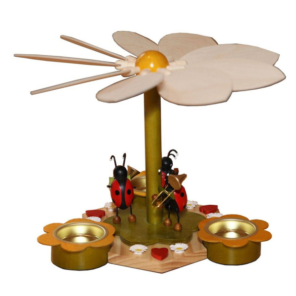 Volkskunst Zenker Weihnachtspyramide »Frühlingspyramide mit Käfermusikanten«, Echt Erzgebirge – Holzkunst mit Herz