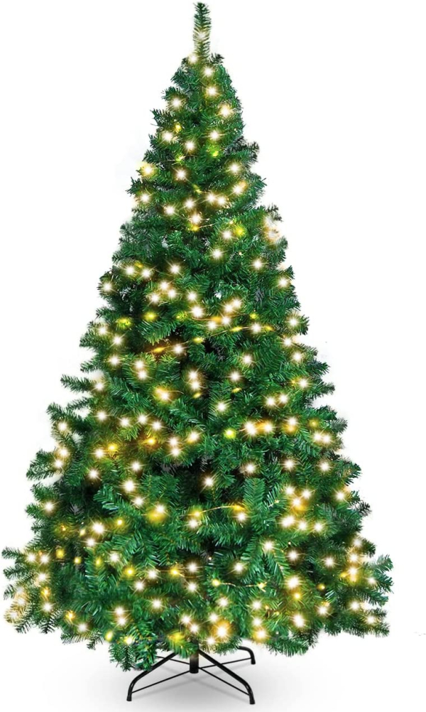 Weihnachtsbaum künstlich, oGoDeal künstlicher Weihnachtsbaum 180cm mit LEDs, Tannenbaum künstlich 900 Spitzen Christmas Tree mit Metallständer und…