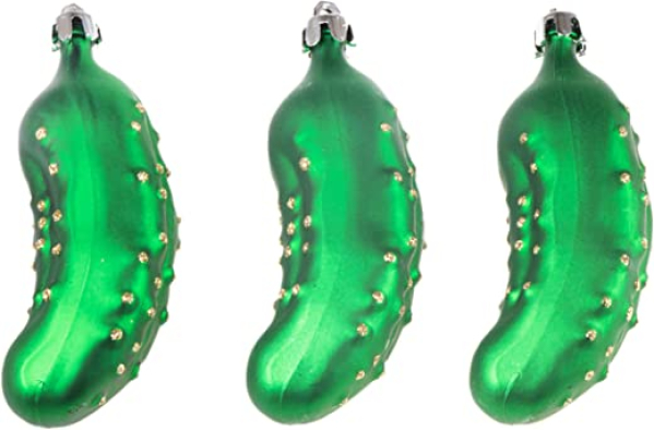 Weihnachtsbaumanhänger Weihnachtsgurke – bruchfest – Grün – je 4,5“ hoch (ca. 11,5 cm) – 3er-Pack