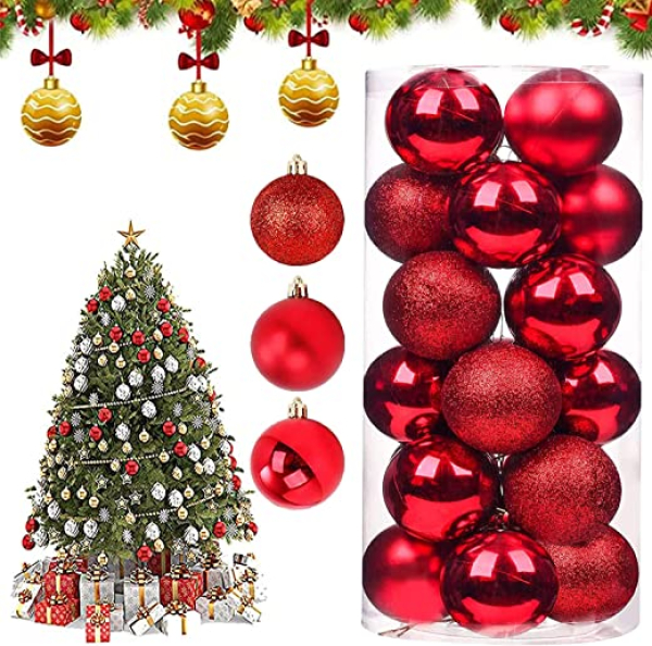 Weihnachtsbaumkugeln,24er Set Christbaumkugeln,4 cm Christbaumschmuck,Wheinachtsdeko Baumschmuck Kugeln glänzend glitzernd Weihnachtskugeln,für…
