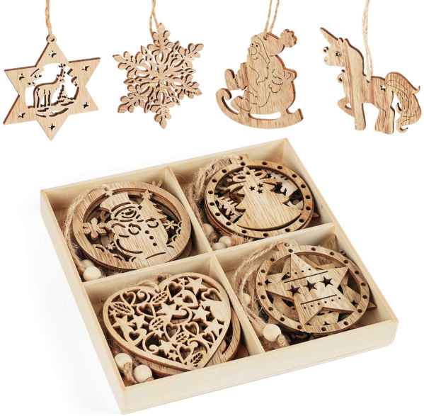 Weihnachtsbaumschmuck Weihnachtsbaum Deko Holz ilauke 12tlg. Christbaumschmuck Handgemachte Weihnachtsdeko Anhänger für Weihnachten Weihnachtsbaum…