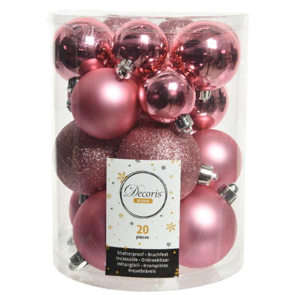 Weihnachtskugel Bruchfest Rosa 4-6 cm Glanz Matt Glitter Mix