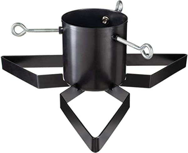 WeRChristmas Weihnachtsbaumständer aus Metall für 2 Personen. Echte Weihnachtsbäume mit Wassertank, 6 m, Schwarz, 50 cm