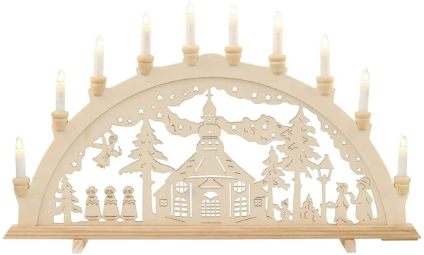 Wichtelstube-Kollektion Holz Schwibbogen Seiffen im Erzgebirge – XXL 71cm Lichterbogen Weihnachten