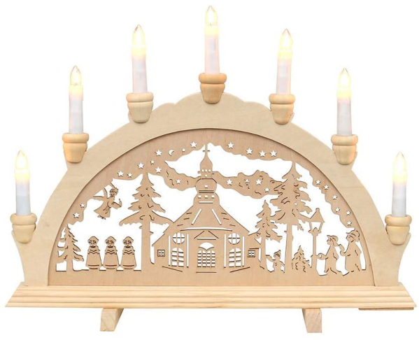Wichtelstube-Kollektion Holz Schwibbogen Seiffener Kirche im Erzgebirge Lichterbogen