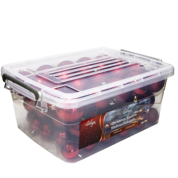 Wohaga Weihnachtsbaumkugel »70er Weihnachtskugel-Set Ø4/5/6cm Kunststoff inkl Transportbox«