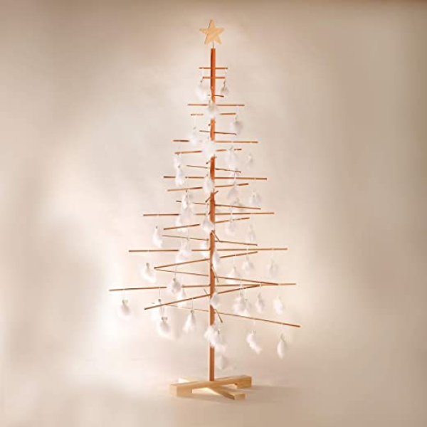 xmas3 L-190 cm Weihnachtsbaum aus Holz, Natural, 100 x 100 x 190 cm