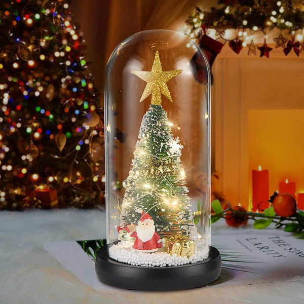 Yueranhu Weihnachtsbaum klein Deko Tannenbaum mit LED warmweiß, batteriebetrieben,ca. 21 cm hoch, für die Weihnachts- und Adventszeit