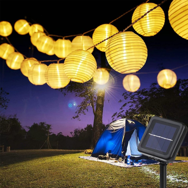 zggzerg LED-Lichterkette »Solar Lichterkette Aussen, 6,5M 30 LED Solar Lichterkette Lampions 8 Modi Wasserdicht Laterne Lichterkette für Garten,…